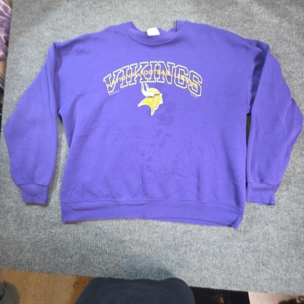 Vintage Minnesota Vikings Sweatshirt Mens 2XL Purple NFL Football Lee Sport